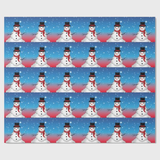 Whimsical Snowman mit Black Hat und Red Scarf Geschenkpapier (Flach)
