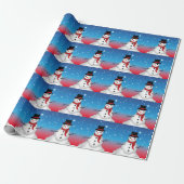 Whimsical Snowman mit Black Hat und Red Scarf Geschenkpapier (Ungerollt)