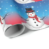 Whimsical Snowman mit Black Hat und Red Scarf Geschenkpapier (Rolleneckpunkt)