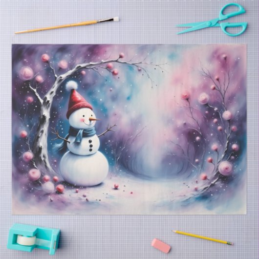 Whimsical Snowman | Pastel Winter Christmas Seidenpapier (Basteln)