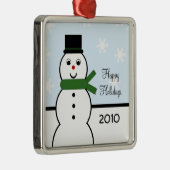 Whimsical Snowman Premium Square Ornament (Rechts)