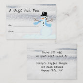 Whimsical Snowman Snow Scene Gift Cards Bulk Rabattkarte (Vorne/Hinten)