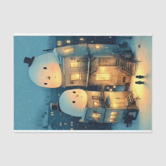 Whimsical Snowman Topped Houses DX1R Decoupage Seidenpapier (Vorderseite)