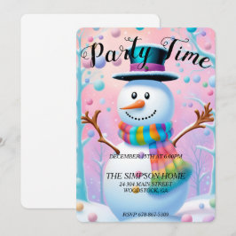 Whimsical Snowman Weihnachts-Einladung Flat Card