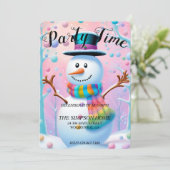 Whimsical Snowman Weihnachts-Einladung Flat Card (Stehend Vorderseite)