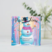 Whimsical Snowman Weihnachts-Party Einladung (Stehend Vorderseite)