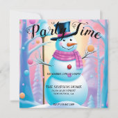 Whimsical Snowman Weihnachts-Party Einladung (Vorderseite)