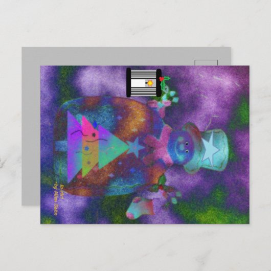 "Whimsical Snowman" Weihnachtskarte Postkarte (Vorne/Hinten)