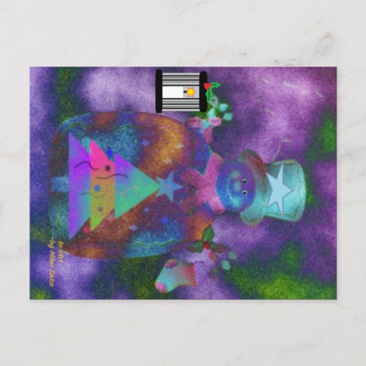 "Whimsical Snowman" Weihnachtskarte Postkarte (Vorderseite)