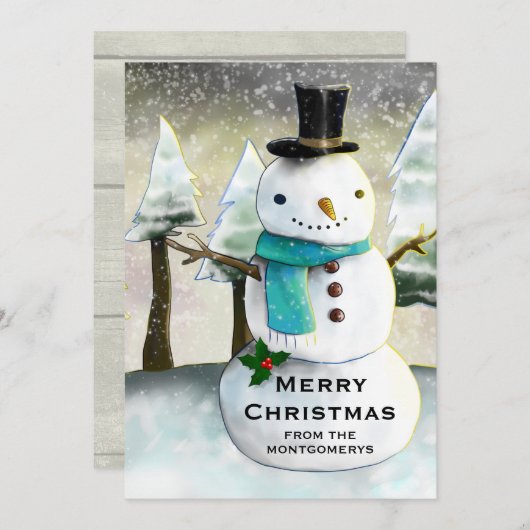 Whimsical Snowman Winter Szene Weihnachten (Vorne/Hinten)