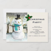 Whimsical Snowman Winter Szene Weihnachtsfest Part Einladung (Vorderseite)