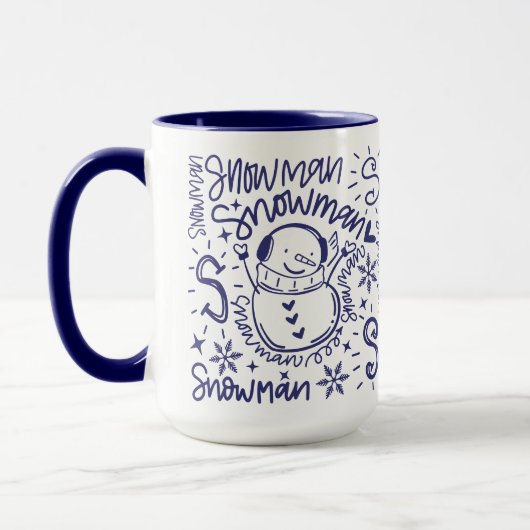 Whimsical Snowman Word Art Weihnachten Tasse (Links)