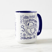 Whimsical Snowman Word Art Weihnachten Tasse (VorderseiteRechts)