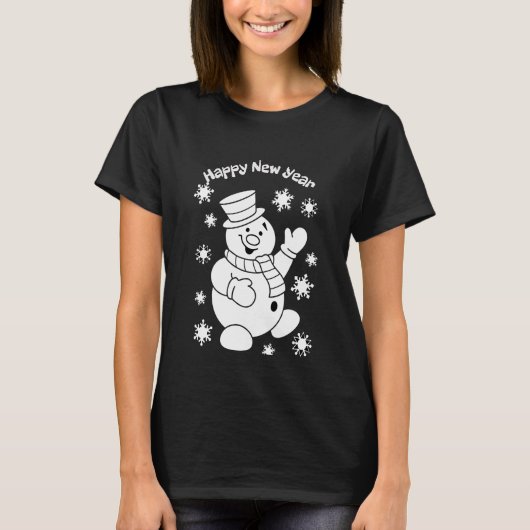 Whimsical Snowman's Happy New Year T-Shirt (Vorderseite)