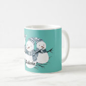 Whimsical Snowmen Trio Personalisiert Kaffeetasse (VorderseiteRechts)