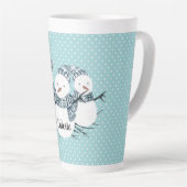 Whimsical Snowmen Trio Winter Polka Dots Milchtasse (Rechte Ecke)