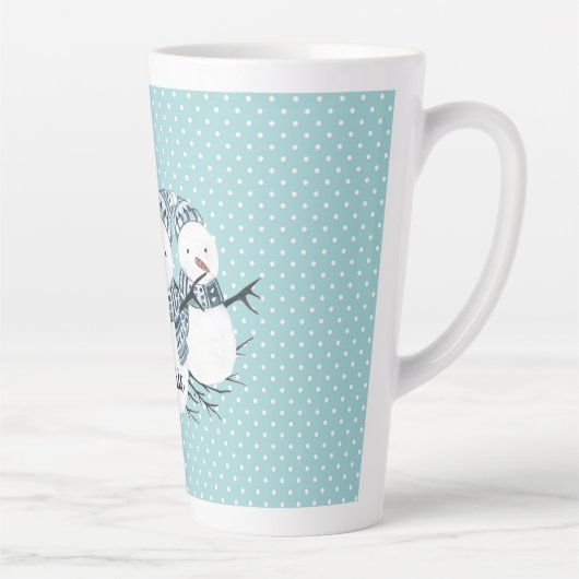 Whimsical Snowmen Trio Winter Polka Dots Milchtasse (Rechts)
