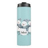 Whimsical Snowmen Trio Winter Polka Dots Thermosbecher (Vorderseite)