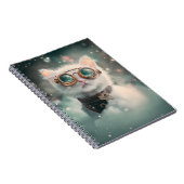 Whimsical Snowy White Cat, Kitten, Kitten H2 Notizblock (Rechte Seite)