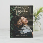 Whimsical So Happy Together Quote Photo Wedding Save The Date (Stehend Vorderseite)