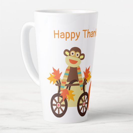 Whimsical Sock Monkey Erntedank Milchtasse (Linke Ecke)