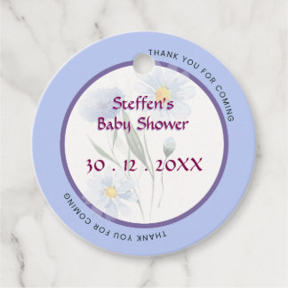 Whimsical Soft Blue Floral Baby Dusche personalisi Geschenkanhänger