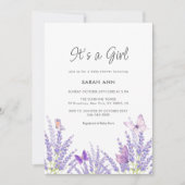 Whimsical Soft Lavendel Butterfly Babydusche Einladung (Vorderseite)