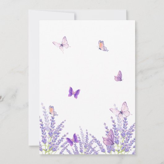 Whimsical Soft Lavender Butterfly Cross Baptisse Einladung (Rückseite)