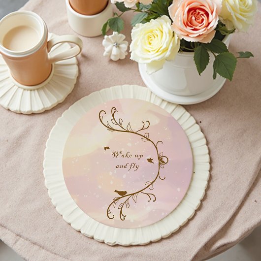 Whimsical Soft Pink Weckte auf und Fly Untersetzer