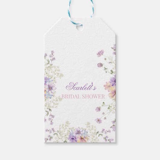 Whimsical Soft Wildblumen Cottage Gartenehe Geschenkanhänger (Vorderseite)