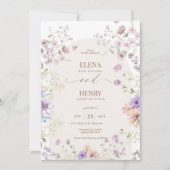 Whimsical Soft Wildblumen Hütte Garden Wedding Einladung (Vorderseite)