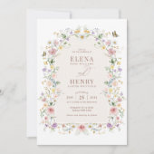 Whimsical Soft Wildblumen Hütte Garden Wedding Einladung (Vorderseite)