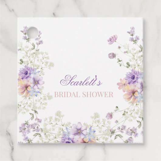 Whimsical Soft Wildblumen Hütte Garden Wedding Geschenkanhänger (Vorderseite)