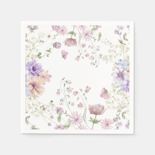 Whimsical Soft Wildblumen Hütte Garden Wedding Serviette (Vorderseite)