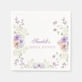 Whimsical Soft Wildflowers Cottage Garden Wedding  Serviette