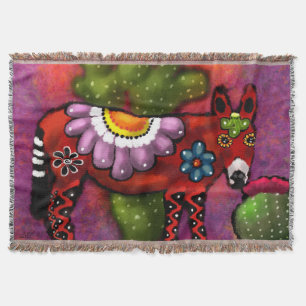 Whimsical Southwest Floral Talavera Style Donkey Decke