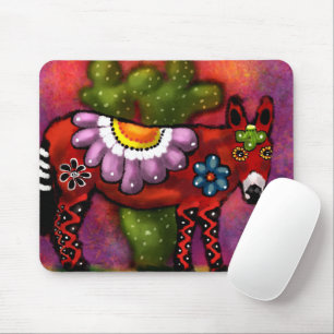 Whimsical Southwest Floral Talavera Style Donkey Mousepad