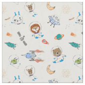 Whimsical Space Animals Astronaut Fabric Stoff (Nahaufnahme)