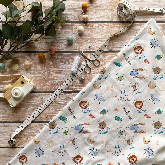 Whimsical Space Animals Astronaut Fabric Stoff