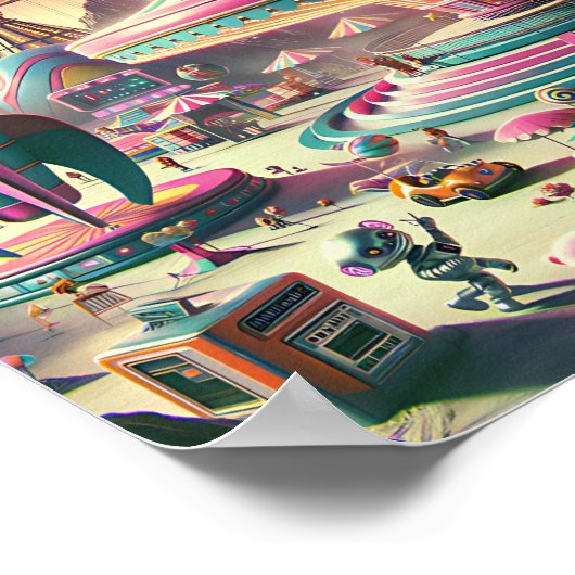 Whimsical Space Carnival - Retro-Futuristic 1950er Poster (Ecke)