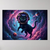 Whimsical Space Cat Wall Art Print for Cat Lovers Poster (Vorne)