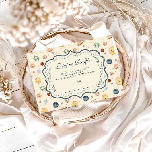 Whimsical Space Nursery Diapper Raffle Begleitkarte