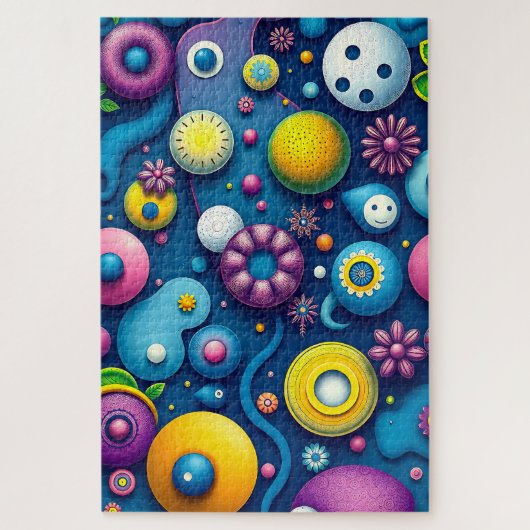 Whimsical Space Shapes - farbenfroher Abstrakter K Puzzle (Vertikal)