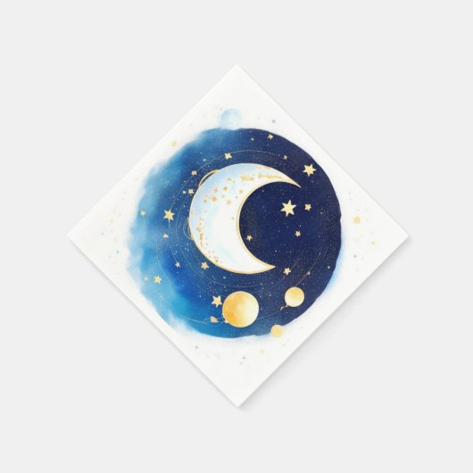 Whimsical Space und Moon Boy Baby Dusche Serviette (Ecke)