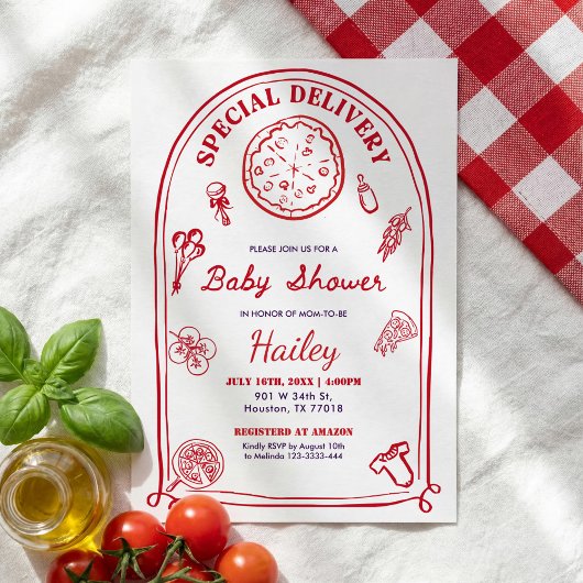 Whimsical Special Delivery  Baby Shower Invitation Einladung