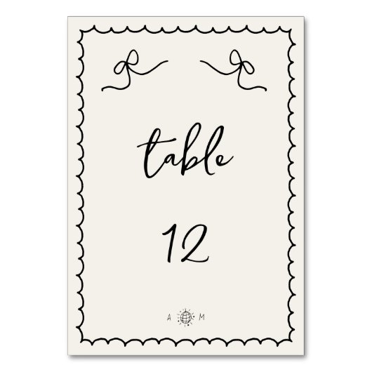 Whimsical spielerisch Retro Hand gezogen Französis Tischnummer (Rückseite)