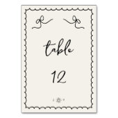 Whimsical spielerisch Retro Hand gezogen Französis Tischnummer (Vorderseite)