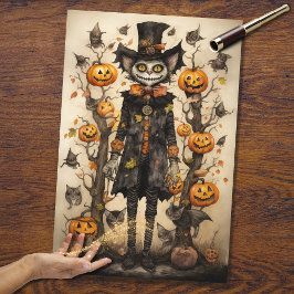 Whimsical Spooky Cat 2 Halloween Dekoupage Paper Seidenpapier