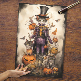 Whimsical Spooky Cat 4 Halloween Dekoupage Paper Seidenpapier