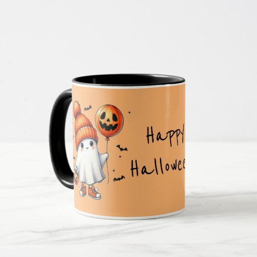 Whimsical Spooky Niedlich Ghost Halloween Tasse (Vorderseite Links)